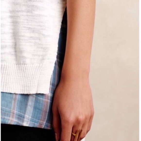 Anthro MOTH V-Neck Plaid Pullover Cardigan Sweater - Picture 2 of 10